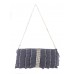 Evening Bag - Pleated Glittery w/ Trimmed Ruffles - Gray - BG-92233GY